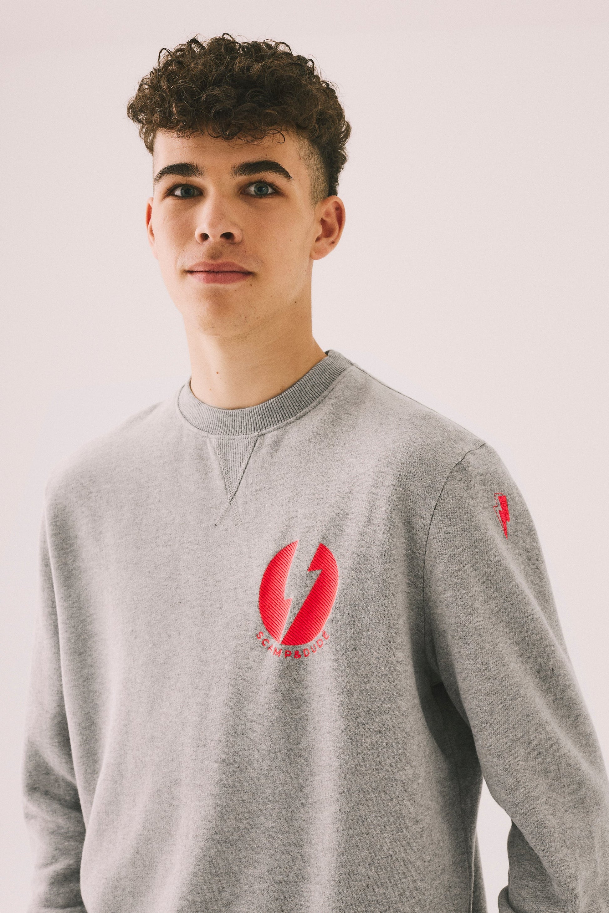 Men's Grey Marl Graphic Bolt Placement Sweatshirt