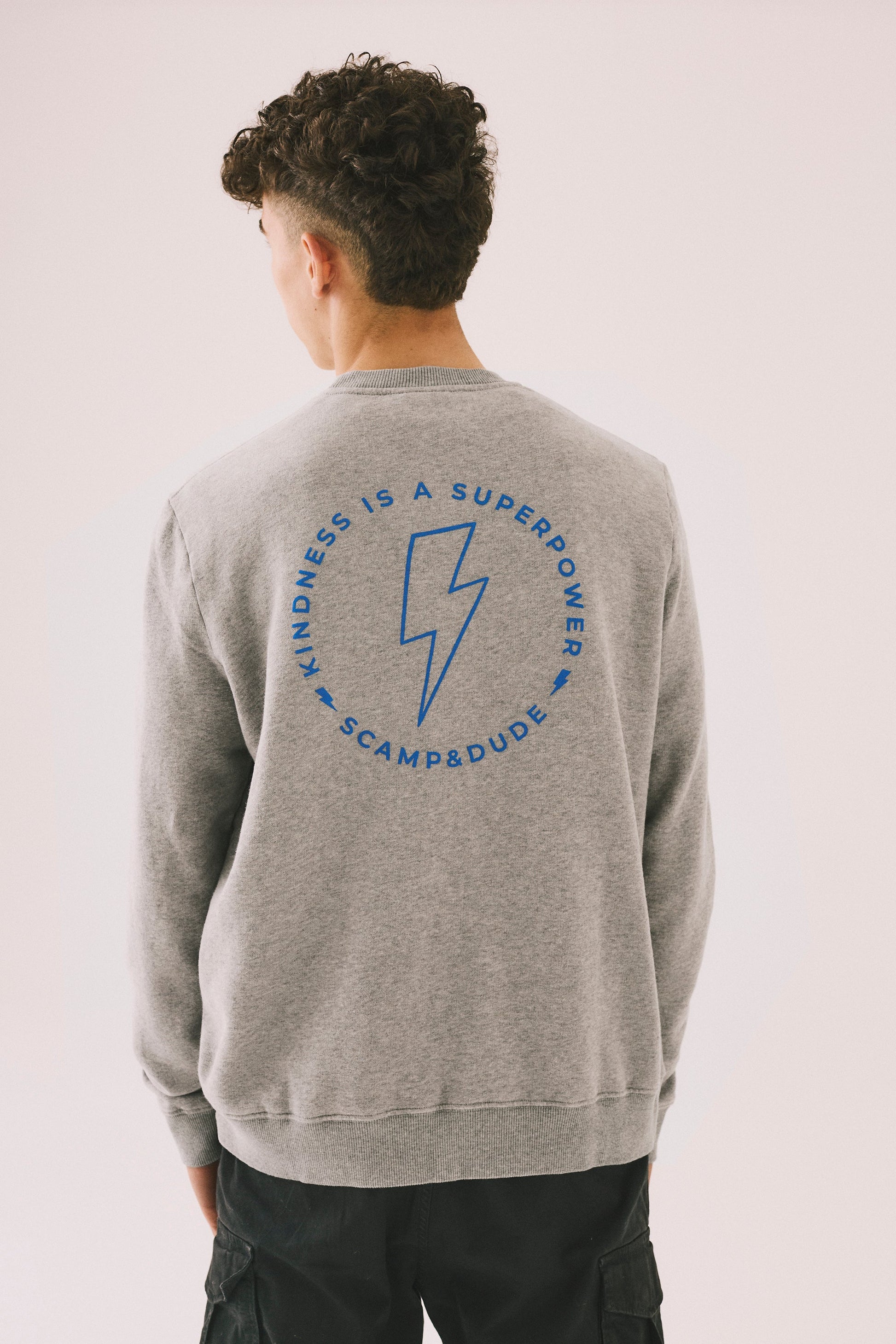 Men's Grey Marl Graphic Bolt Placement Sweatshirt