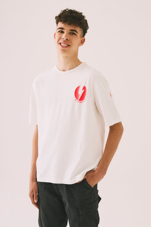 Men's White with Placement Bolt Graphics T-Shirt