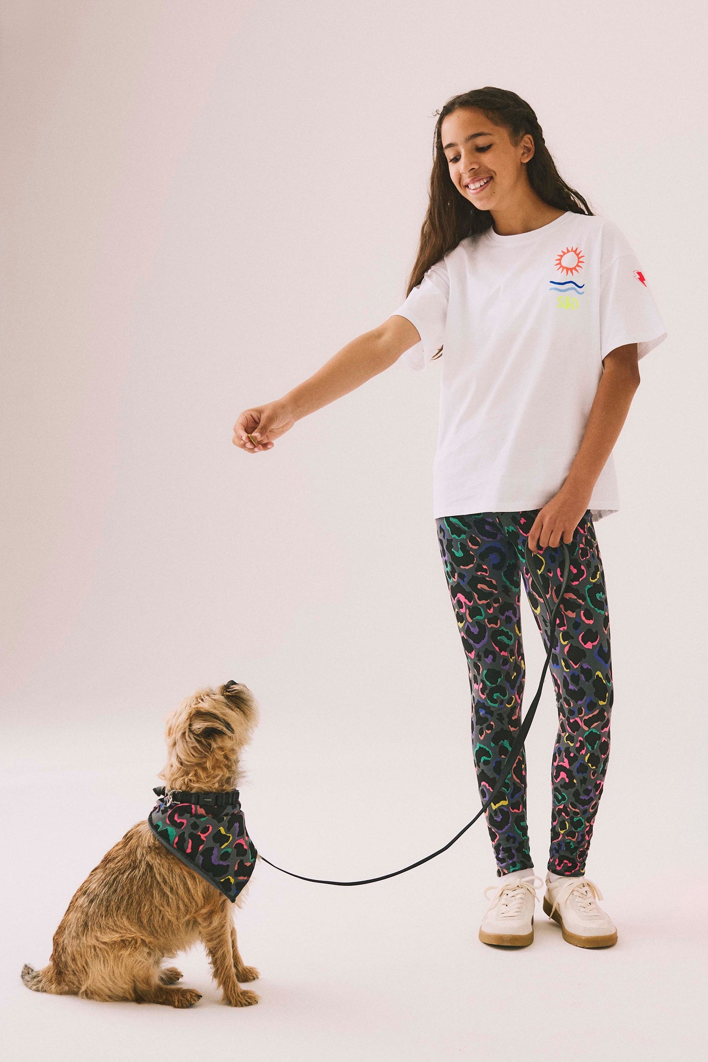 Kids Grey with Rainbow Shadow Leopard Leggings