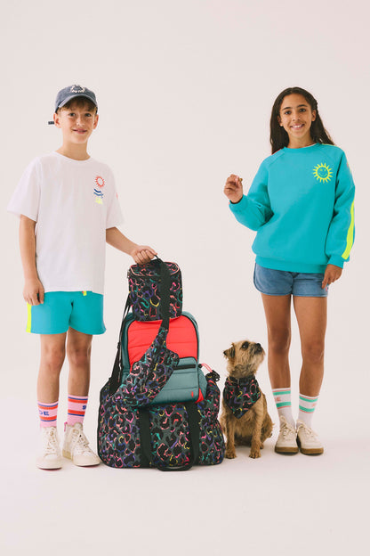 Kids Bright Green with Neon Coral Colourblock Sweatshirt