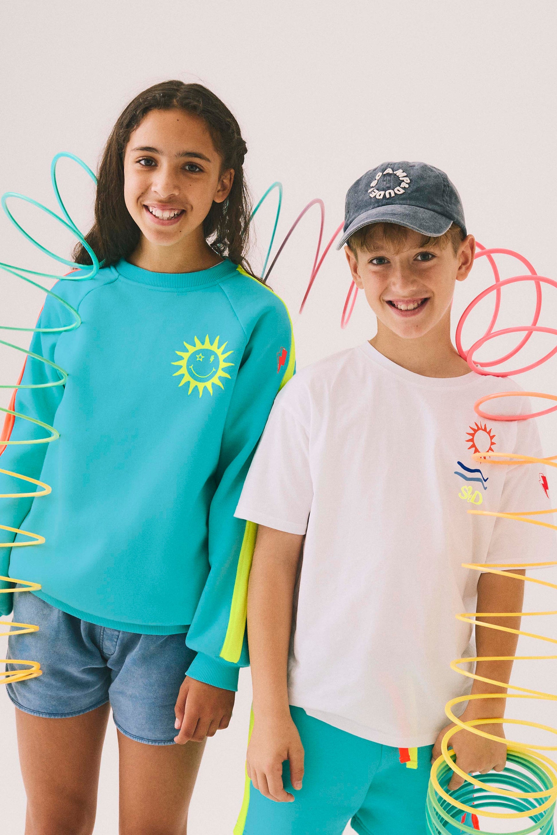 Kids Bright Green with Neon Coral Colourblock Sweatshirt