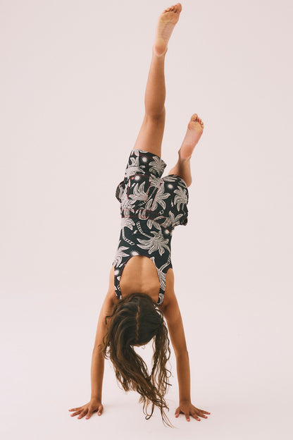 Kids Black with Off White Palm Spring Swim Shorts