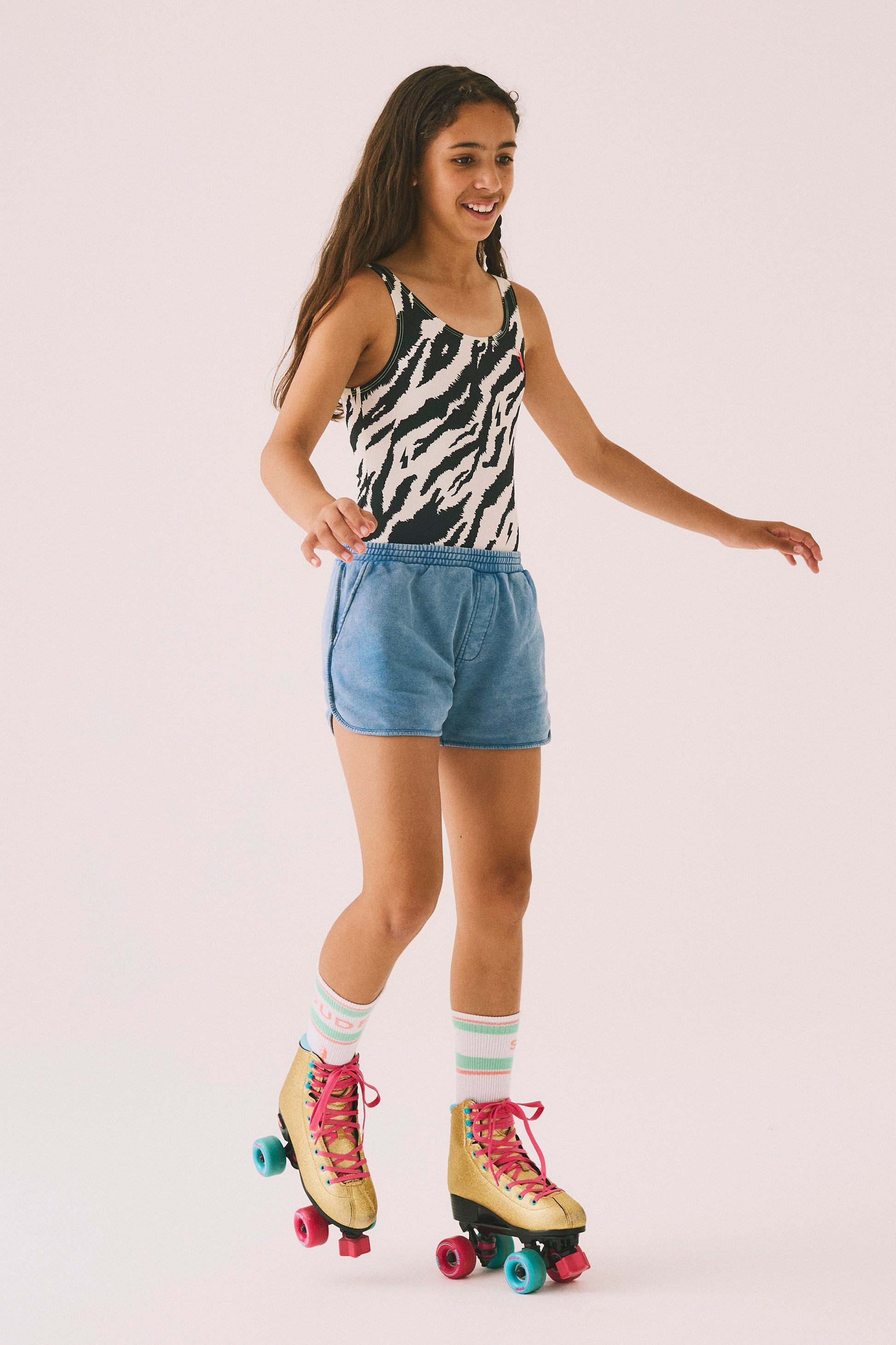 Kids Ivory with Black Shadow Tiger Swimsuit
