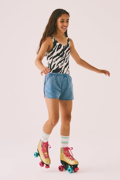 Kids Ivory with Black Shadow Tiger Swimsuit
