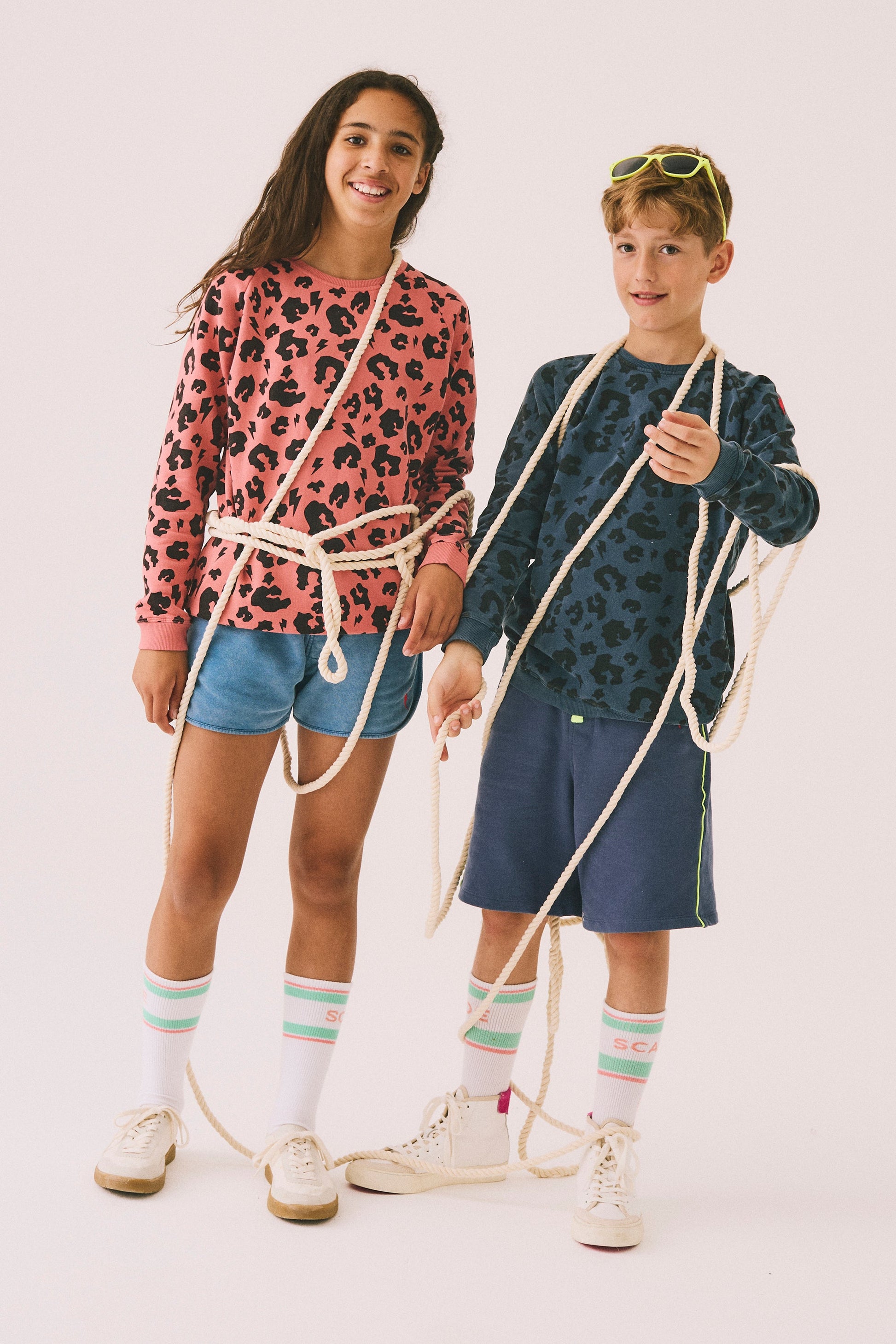Big Kids Coral with Black Leopard Classic Sweatshirt