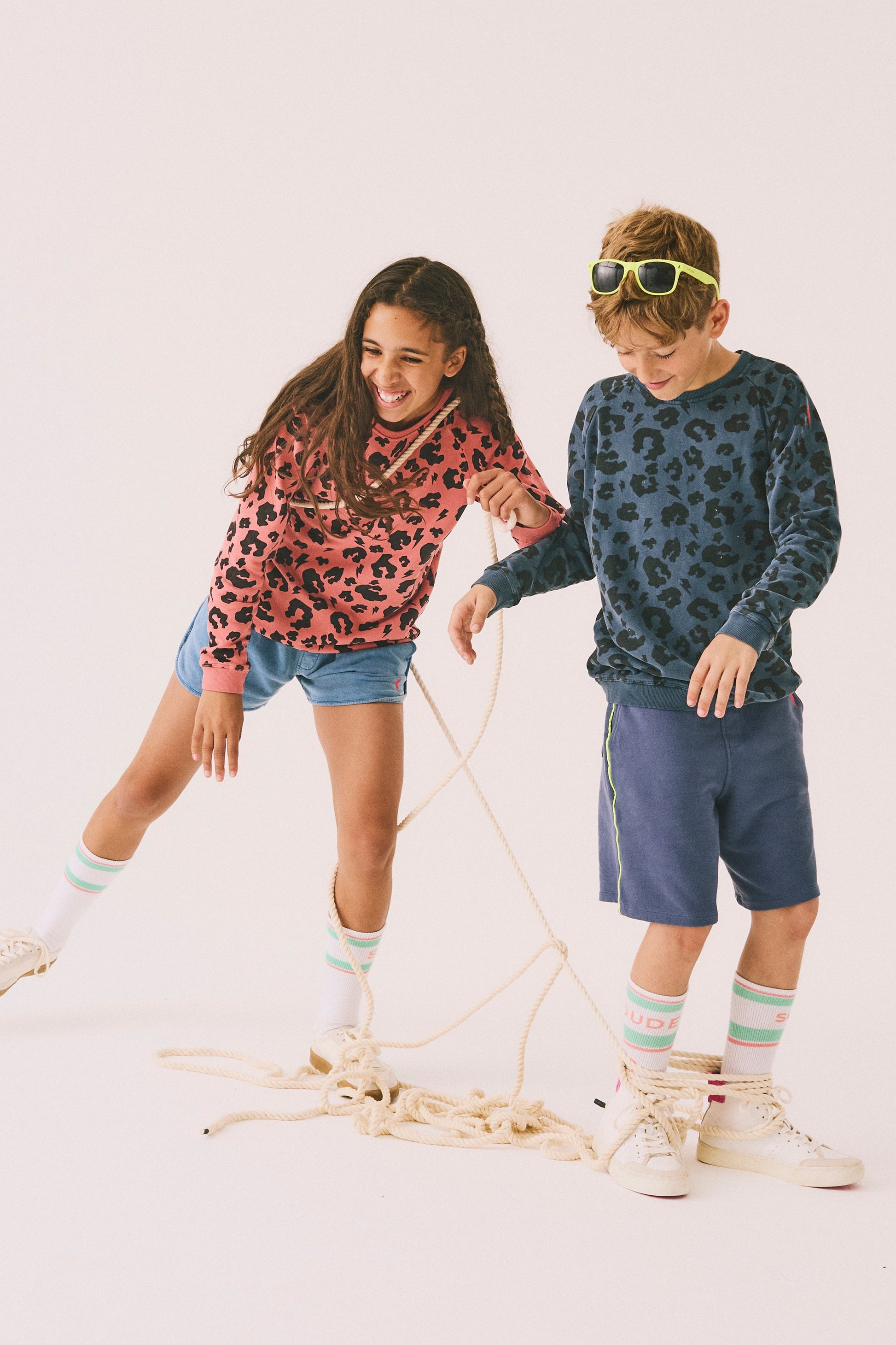 Big Kids Coral with Black Leopard Classic Sweatshirt
