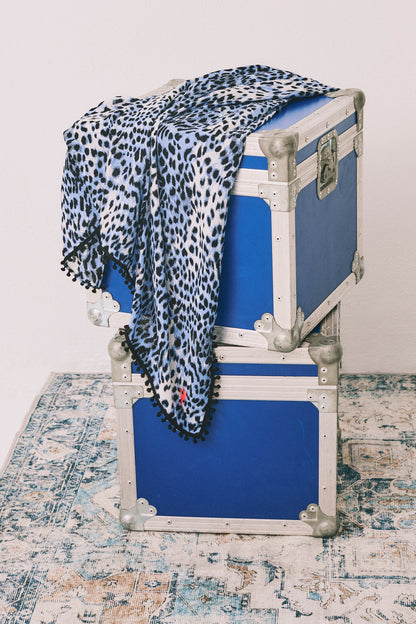 Scamp & Dude x Lauren Laverne White with Blue and Grey Cheetah Charity Super Scarf