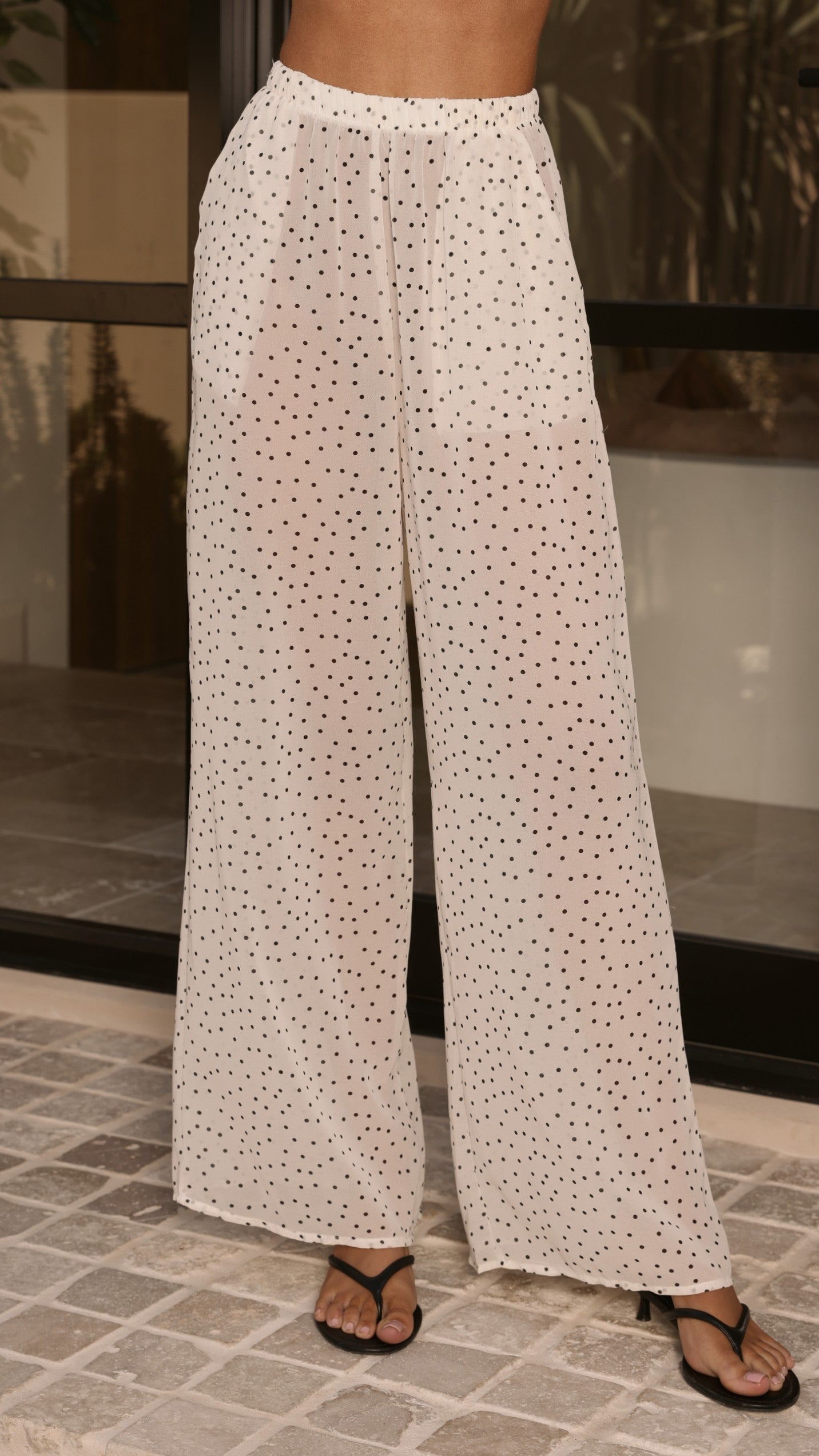 Rubi Top and Pants Set - Cream Polka