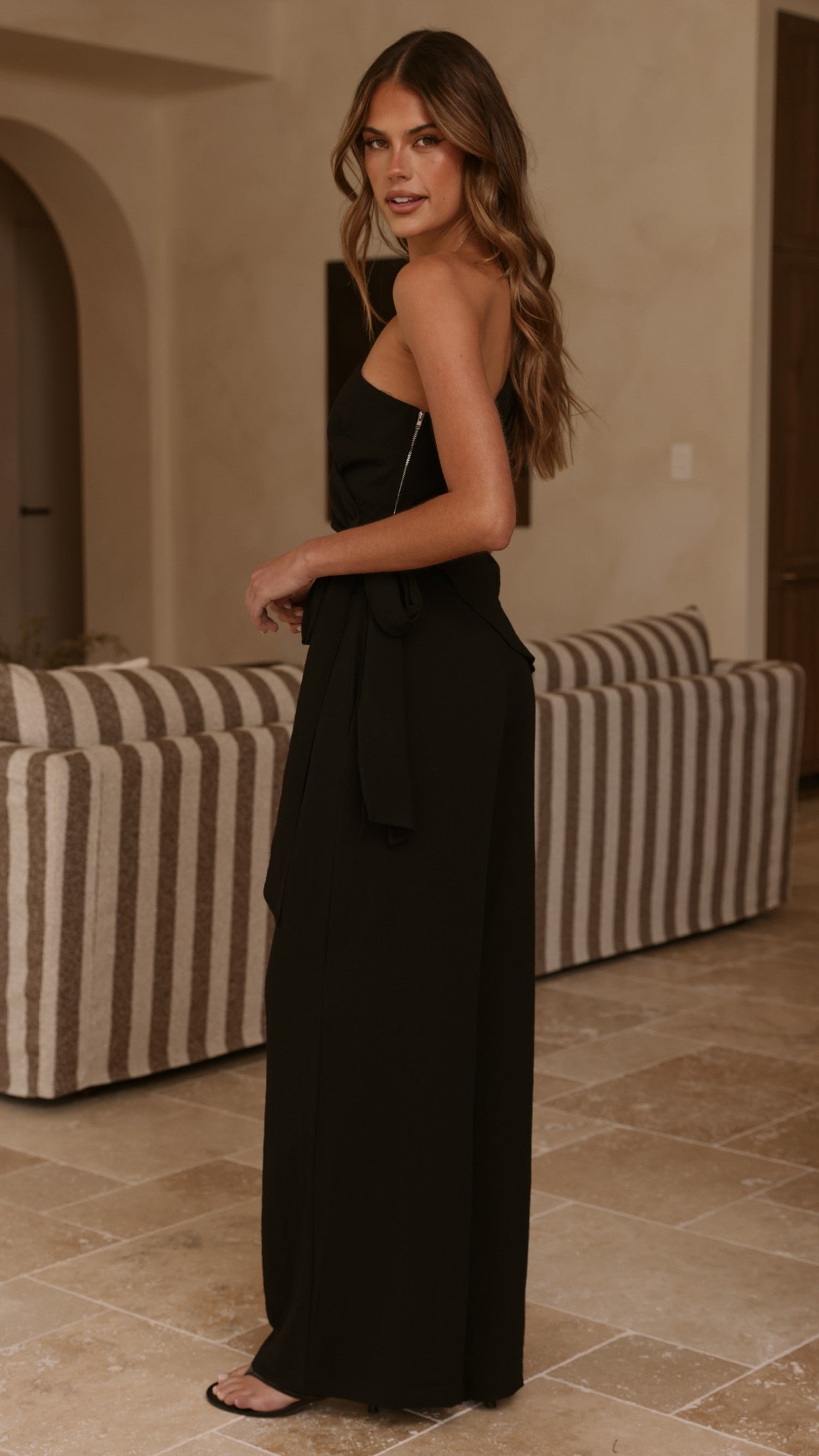 Leela One Shoulder Top and Pants Set - Black
