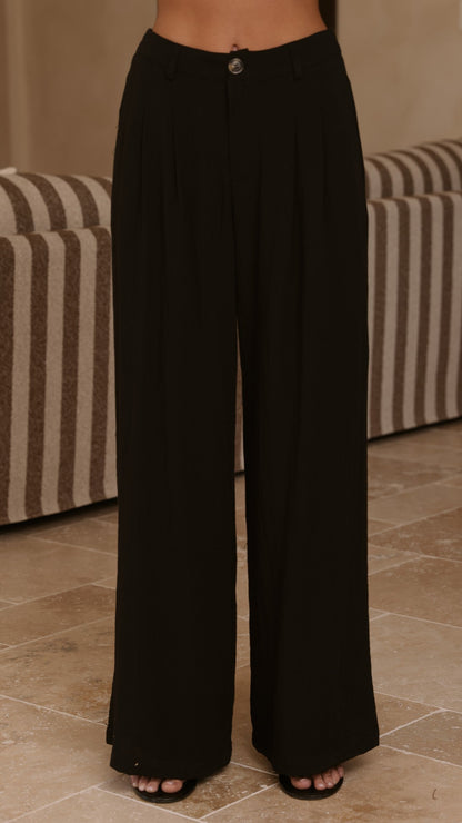 Leela One Shoulder Top and Pants Set - Black