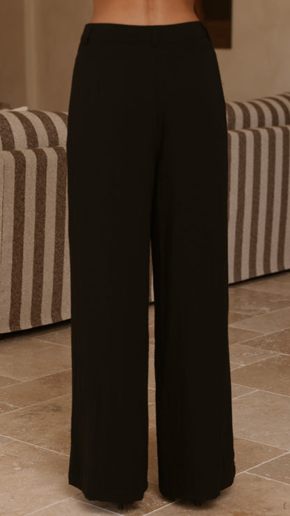 Leela One Shoulder Top and Pants Set - Black