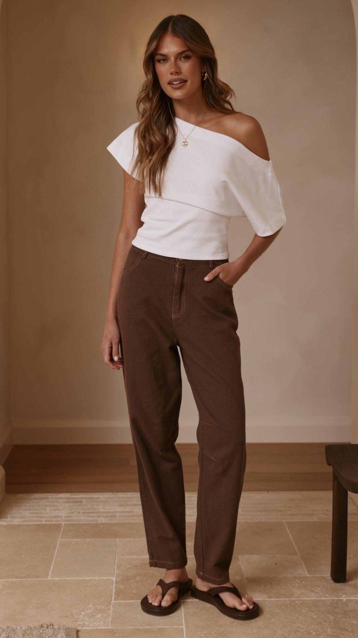 Cleora Barrel Jeans - Chocolate