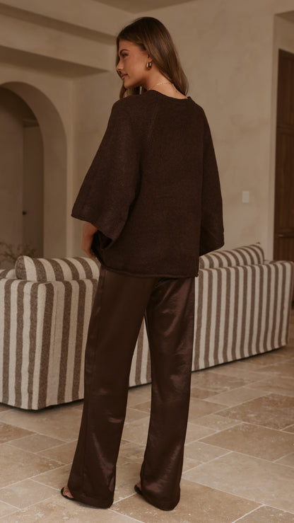 Paisley V Neck Knit - Chocolate