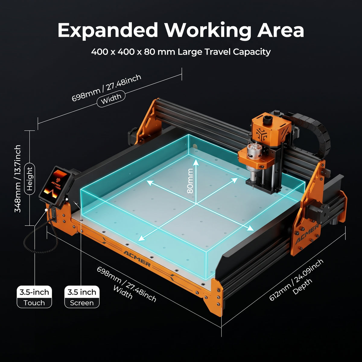 ACMER ASCARVA 4S CNC Router Machine – Precision Engraving & Cutting Tool for Wood, Acrylic, Plastic and DIY Crafts
