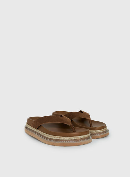 Billini Arley Faux Suede Thong Sandals Sandstone