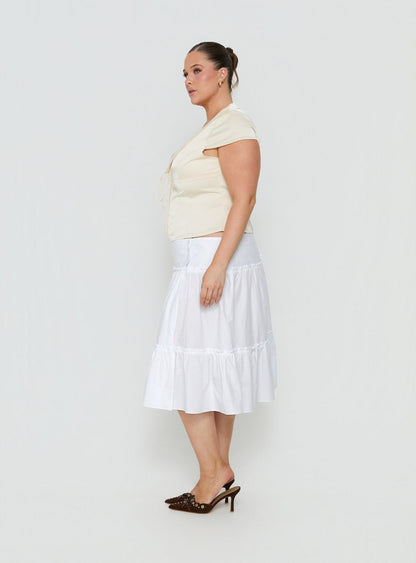 Cascades Low Rise Midi Skirt White Curve