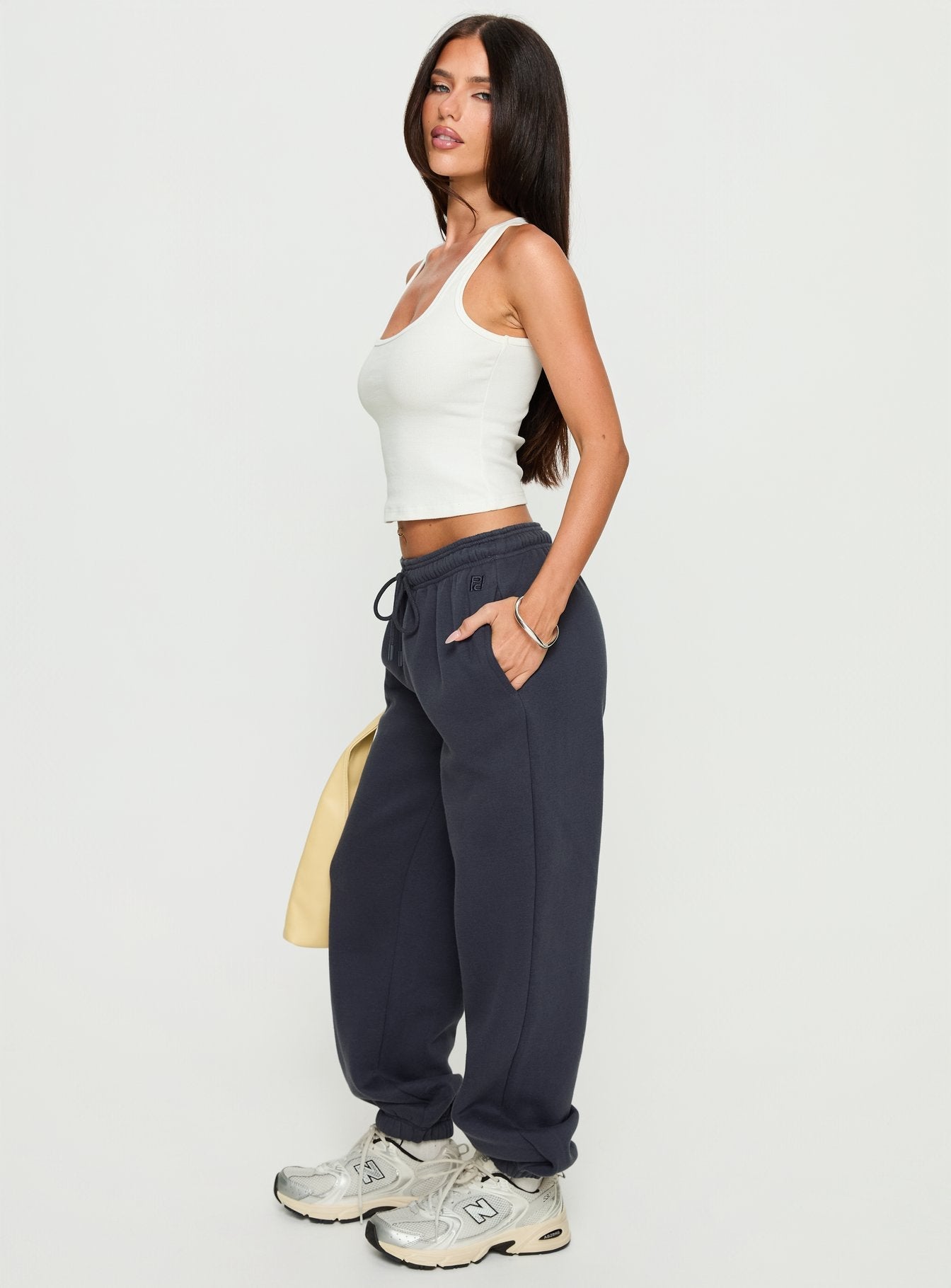 Caspa Dream Fleece Oversized Ankle Cuff Jogger Navy
