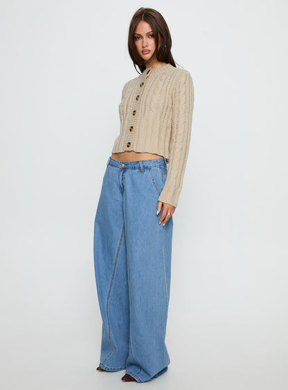 Carmon Mid Rise Wide Leg Jeans Blue