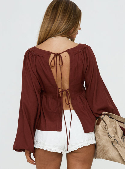 Benjie Long Sleeve Top Chocolate