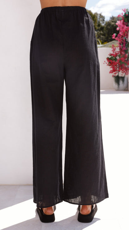 Talia Strapless Top and Pants Set - Black