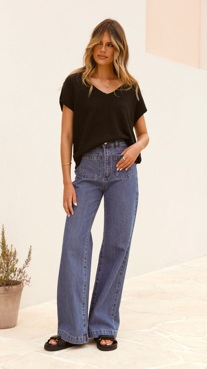Stelaria Knit Top - Black
