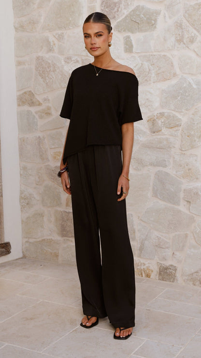 Blair Off Shoulder Tee - Black