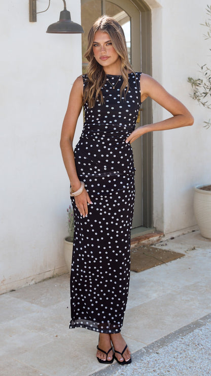 Leighton Top - Black/White Polka Dot