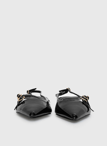 Billini Hettie Pointed Toe Flats Black Patent