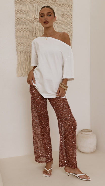 Zinnia Sequins Pant - Rust