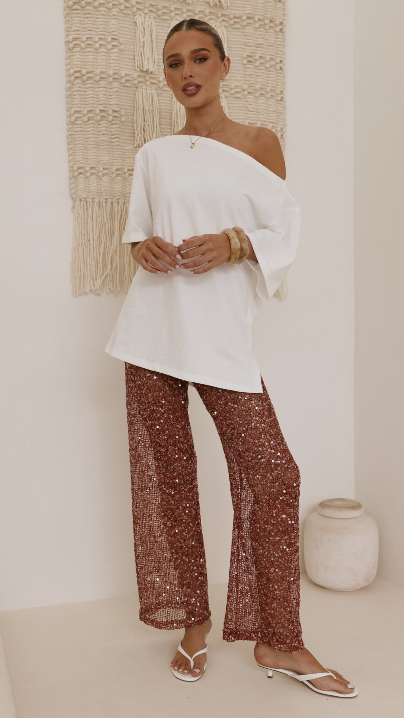 Zinnia Sequins Pant - Rust