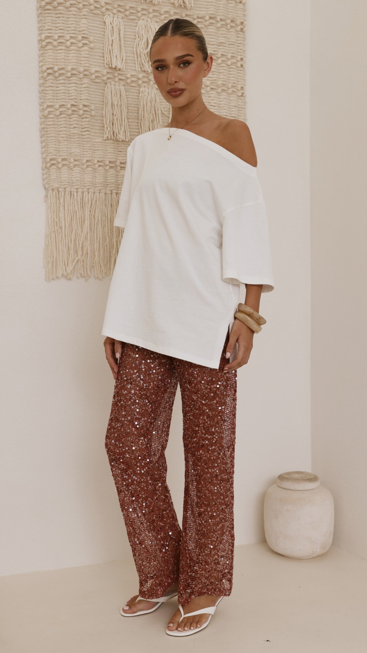 Zinnia Sequins Pant - Rust