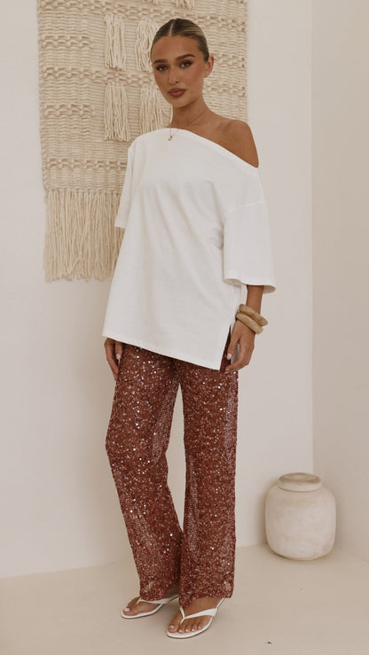 Zinnia Sequins Pant - Rust