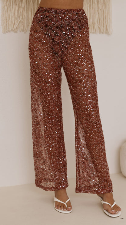 Zinnia Sequins Pant - Rust
