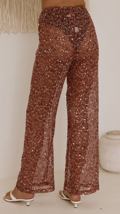Zinnia Sequins Pant - Rust