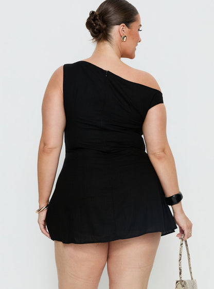 Anjela Off Shoulder Romper Black Curve