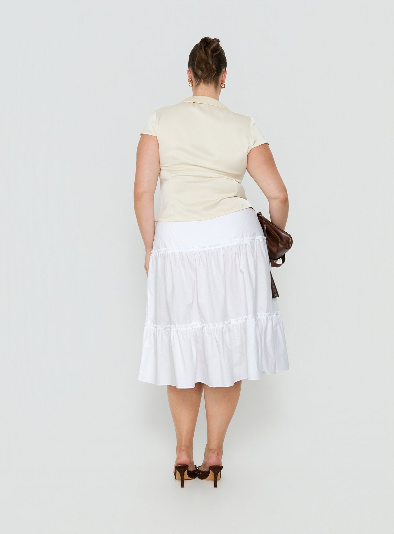 Cascades Low Rise Midi Skirt White Curve