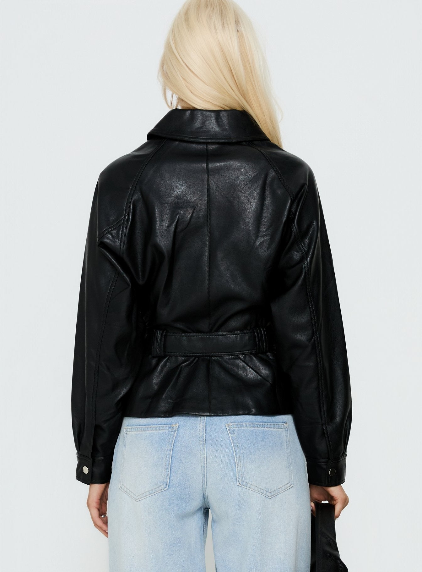 Authenticity Wrap Faux Leather Jacket Black