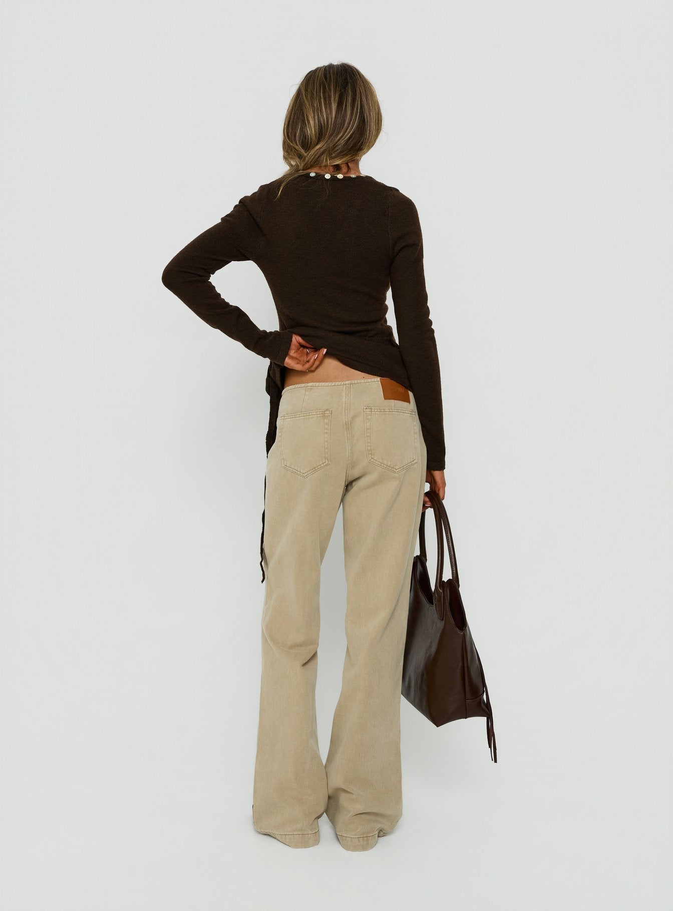 Buenos No Waist Low Rise Straight Leg Jeans Washed Khaki
