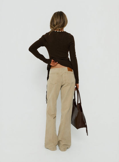 Buenos No Waist Low Rise Straight Leg Jeans Washed Khaki
