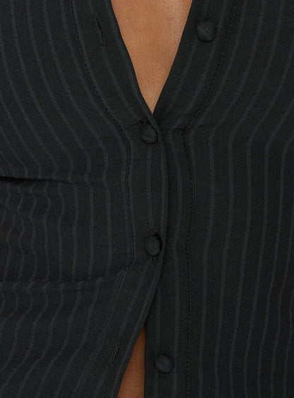 Anni Pinstripe Shirt Black