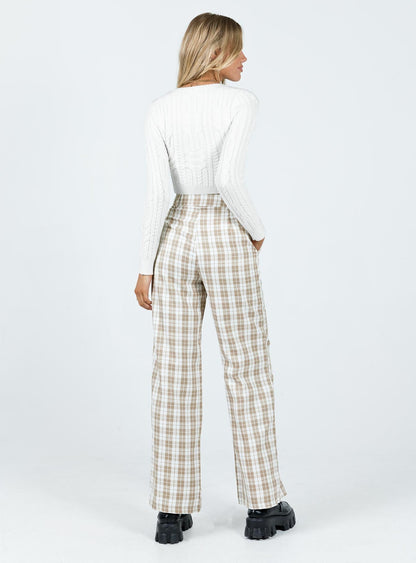 Archer Pants Beige Plaid