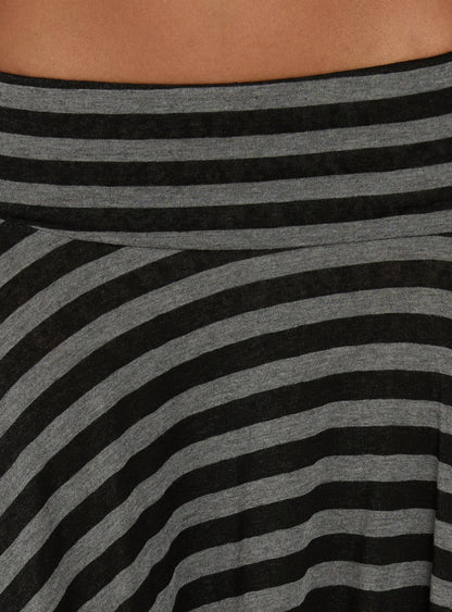 Alevia Asymmetrical Midi Skirt Black / Grey Stripe