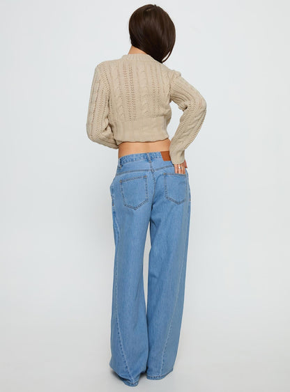 Carmon Mid Rise Wide Leg Jeans Blue