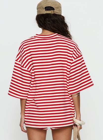 Bryanne Short Sleeve Top Red Stripe
