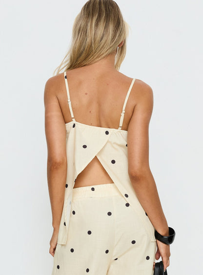 Bellara Longline Cami Top Yellow Polka