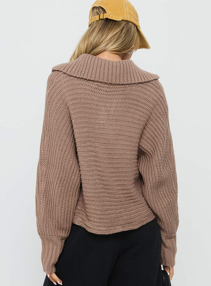 Bankside Collared Knit Sweater Brown