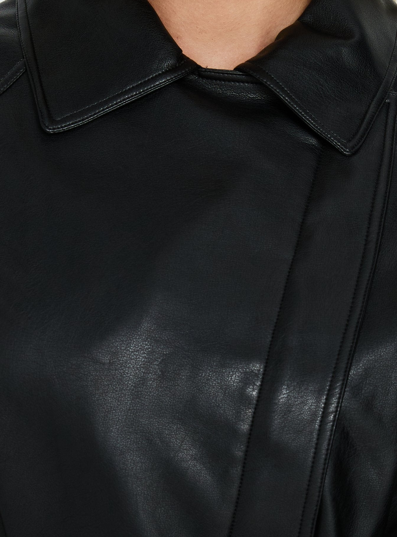 Authenticity Wrap Faux Leather Jacket Black