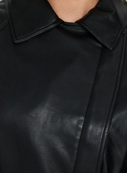 Authenticity Wrap Faux Leather Jacket Black