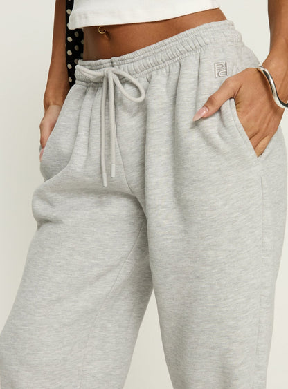 Caspa Dream Fleece Oversized Ankle Cuff Jogger Grey Marle